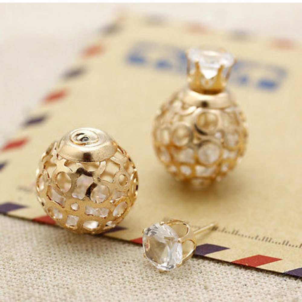 Nwt Double Back Earrings Stud Gold - Picture 3 of 6